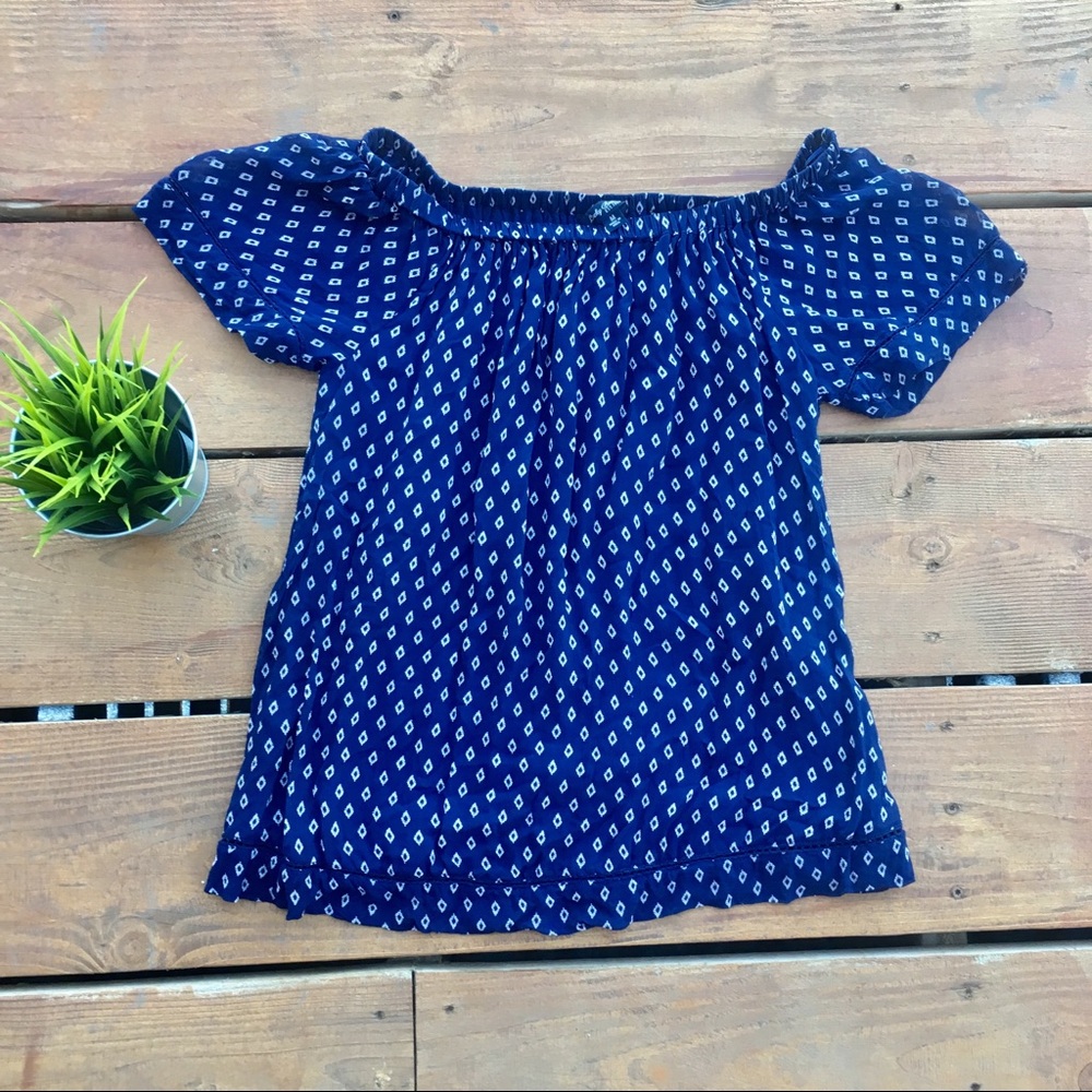 Lucky brand off the shoulder navy shirt